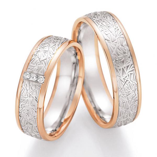 Nowotny-Collection Ruesch Trauringe Weiss-Rotgold 66/45110-060 + 66/45120-060